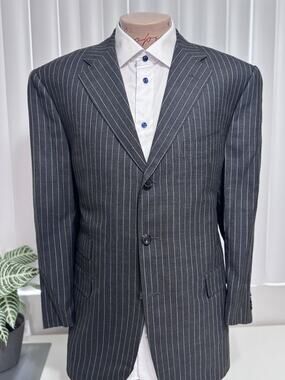 Alfred Dunhill Mens Gray Rainbow Striped 2 Piece Suit 46S Pants 38/25